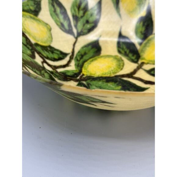 Vintage Artmor Fiberglass Bowl Lemons Fruit Design 13” Mid Century Modern MCM - Picture 6 of 7